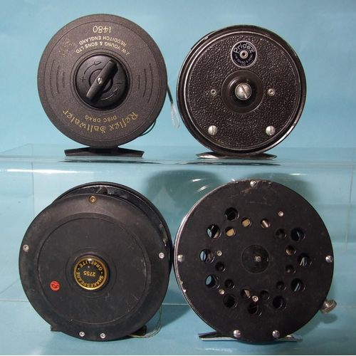 330 - Four fly fishing reels: J W Young Pridex, Shakespeare Graphite, J W Young Rflex Saltwater and one ot... 