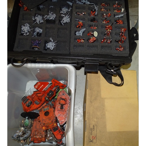 266 - A collection of Games Workshop Warhammer figures and accessories, (a/f), contained in two Games Work... 