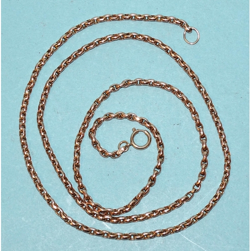 429 - A 9ct rose gold belcher-link chain, 71.5cm, 14.3g.