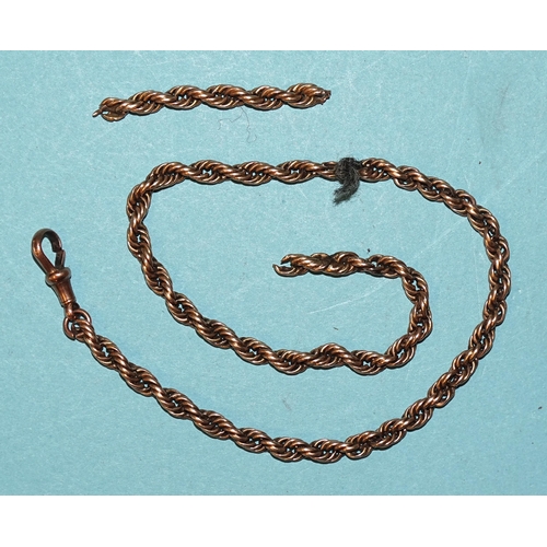 445 - A length of 9ct gold rope-twist chain, (in three pieces, a/f), 19.8g.