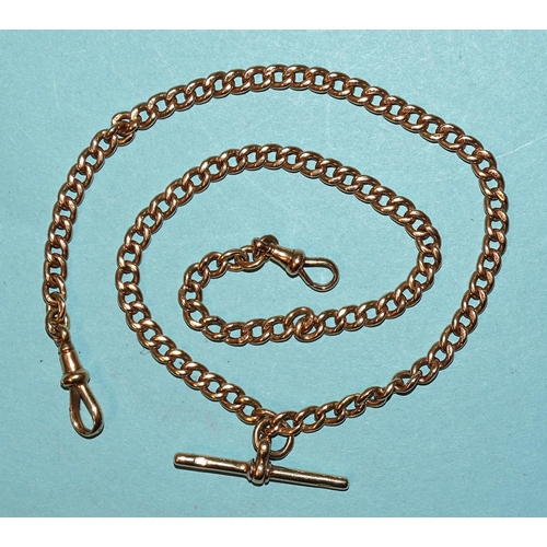 529 - An 18ct yellow gold curb-link Albert watch chain, 44.5cm, 43.2g.