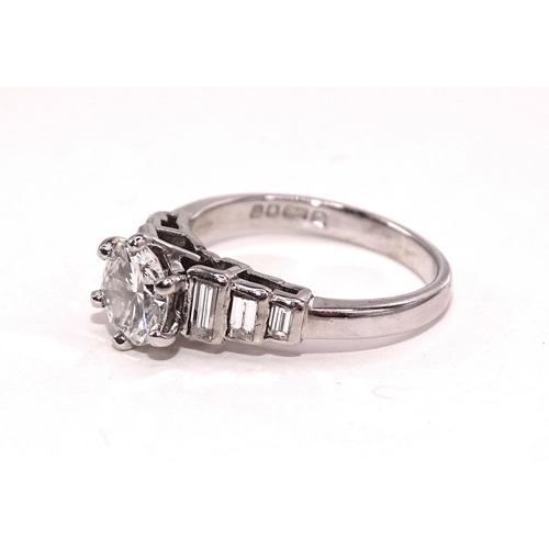 593 - A solitaire diamond ring claw-set a brilliant-cut diamond, (with International Gemmological Institut... 