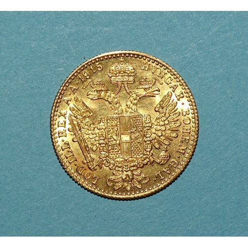 608 - An Austro-Hungarian 1-Ducat gold coin, 1915, 3.5g.