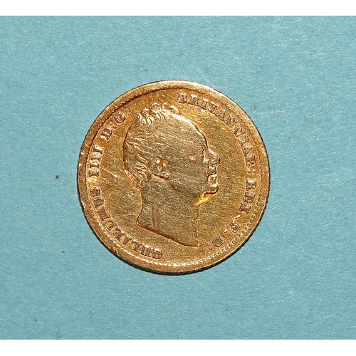 610 - A William IV 1835 half-sovereign, (very worn).