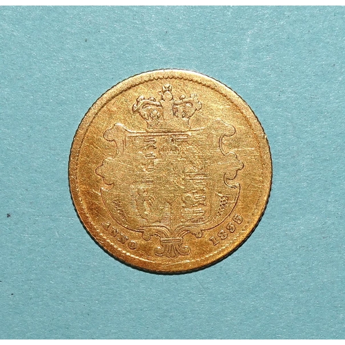 610 - A William IV 1835 half-sovereign, (very worn).