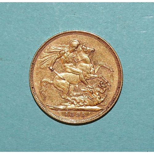 613 - A Queen Victoria 1891 sovereign.