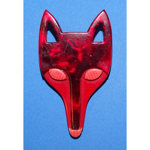 655 - Léa Stein, Paris, a vintage ‘Renaud the Fox’ brooch pin in harlequin colours, 9cm high, another Rena... 