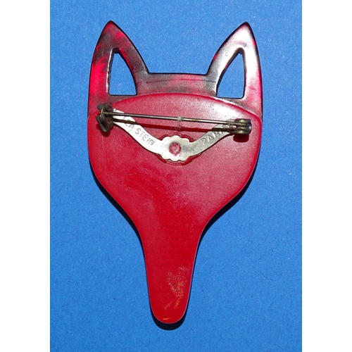 655 - Léa Stein, Paris, a vintage ‘Renaud the Fox’ brooch pin in harlequin colours, 9cm high, another Rena... 