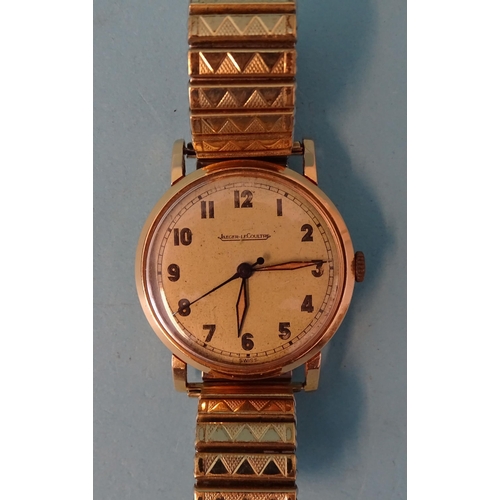 691 - Jaeger LeCoultre, a gentleman's gold wristwatch c1930's, the gilt dial with Arabic numerals and cent... 