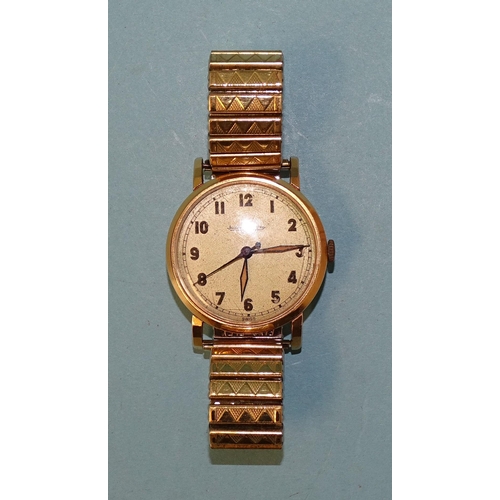 691 - Jaeger LeCoultre, a gentleman's gold wristwatch c1930's, the gilt dial with Arabic numerals and cent... 