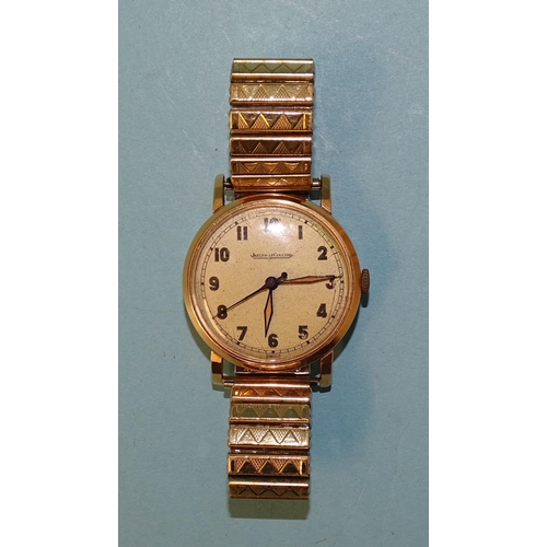 691 - Jaeger LeCoultre, a gentleman's gold wristwatch c1930's, the gilt dial with Arabic numerals and cent... 