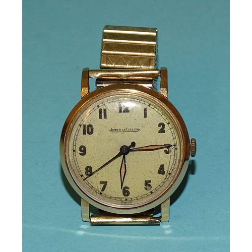 691 - Jaeger LeCoultre, a gentleman's gold wristwatch c1930's, the gilt dial with Arabic numerals and cent... 