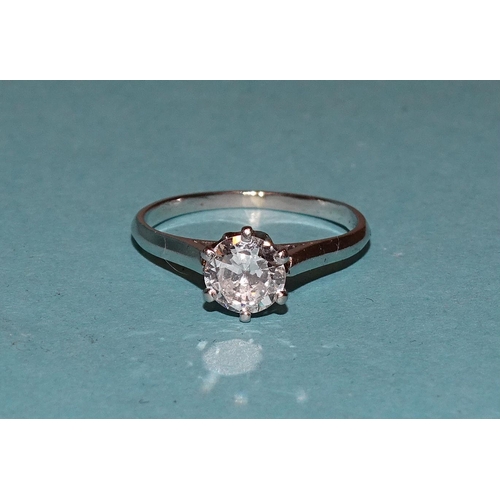 427 - A solitaire diamond ring claw-set a brilliant-cut diamond of approximately 0.6ct, in platinum mount,... 