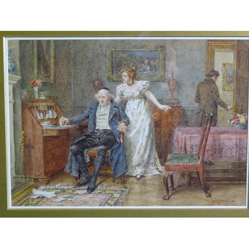 116 - George Goodwin Kilburne (1839-1924) THE QUARREL, FIGURES IN AN INTERIOR Signed watercolour, 18.5 x 2... 