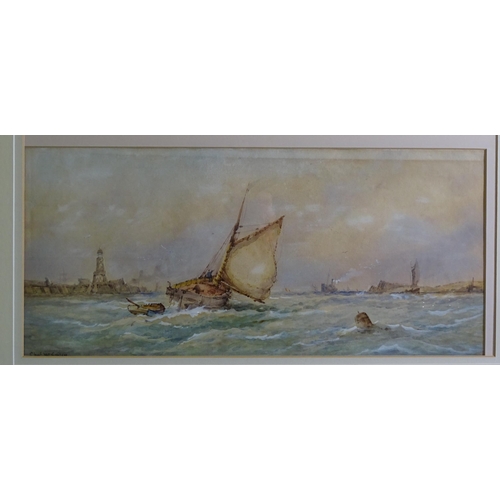 120 - Charles McKinley (19th century, British) FISHING VESSELS AND STEAMSHIP IN CHOPPY SEAS OFF COAST WITH... 