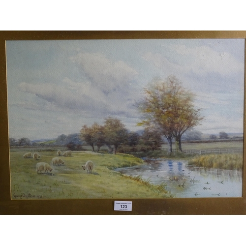 123 - Arthur Wilkinson RURAL LANDSCAPE WITH COTTAGE, FIGURE WITH HORSE AND CART Signed watercolour, 28.5 x... 