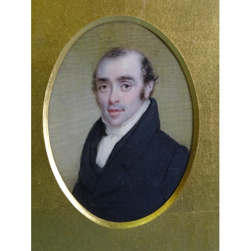 133 - 18th/19th century English School REVERAND JOHN PLAYER OBE DOC MA Oval portrait miniature, 9.5 x 7cm.... 