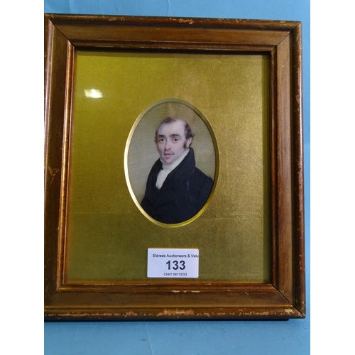 133 - 18th/19th century English School REVERAND JOHN PLAYER OBE DOC MA Oval portrait miniature, 9.5 x 7cm.... 