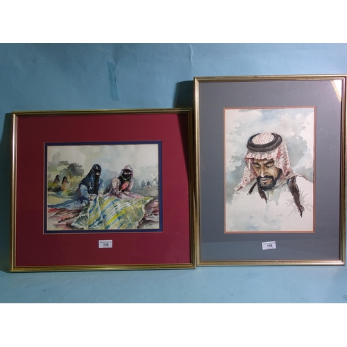 138 - Jaishri V Rai MIDDLE EASTERN GENTLEMAN WEARING A GHUTRA Signed watercolour, dated '88, 34.5 x 24.5cm... 