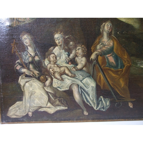 146 - 18th century Continental School ALLEGORICAL SCENE, THE HOLY FAMILY AND OTHER RELIGIOUS FIGURES WITH ... 