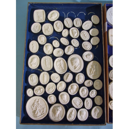 247 - A collection of approximately 165 mainly numbered plaster intaglios in three trays marked Museo, Tom... 