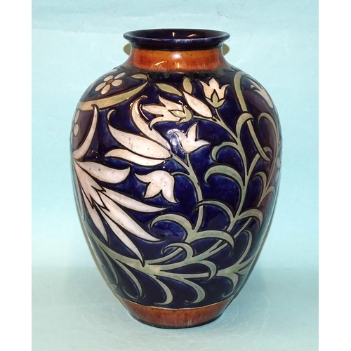 290 - A Royal Doulton stoneware baluster-shaped vase by Harry Simeon, with stylised floral and leaf decora... 