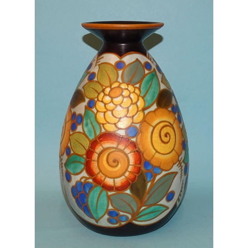 292 - A Boch Freres Keramis Art Deco vase decorated with stylised flowers, possibly by Charles Catteau, 26... 