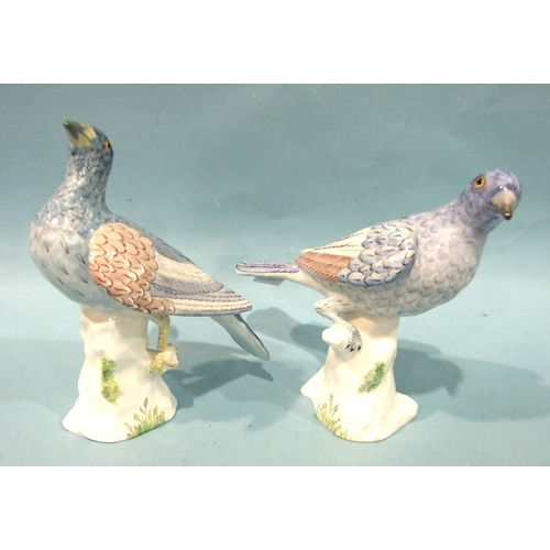 299 - Crown Staffordshire, a pair of 'Solitary Sparrow' models by M Doubell Miller, printed green factory ... 