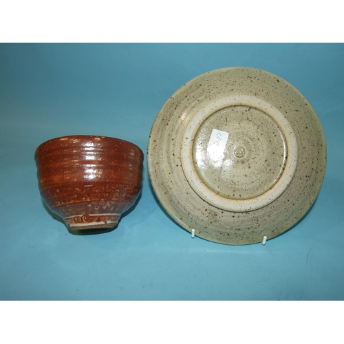 324 - Kenneth Quick (1931-1963) at Leach Pottery, a small bowl with ribbed decoration, 13cm diameter, 9cm ... 