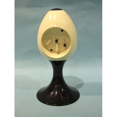 191 - A late-60's/early-70's retro Estyma black and white plastic tulip-style alarm clock, 22.5cm high.... 