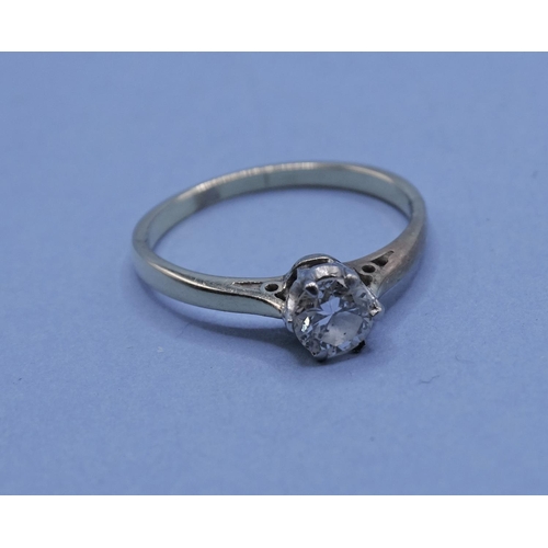 486 - A solitaire diamond ring claw-set a brilliant-cut diamond of approximately 0.4cts, in unmarked gold ... 