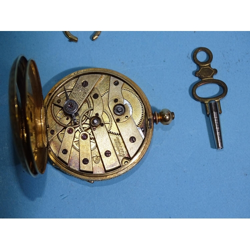 685 - A lady's 18ct-gold-cased key-wind pocket watch, the engraved gold dial with Roman numerals, with Sta... 