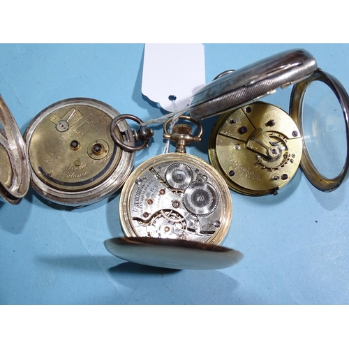 702 - A silver-cased open-face keyless pocket watch by J G Graves, Sheffield, (not working), another, 