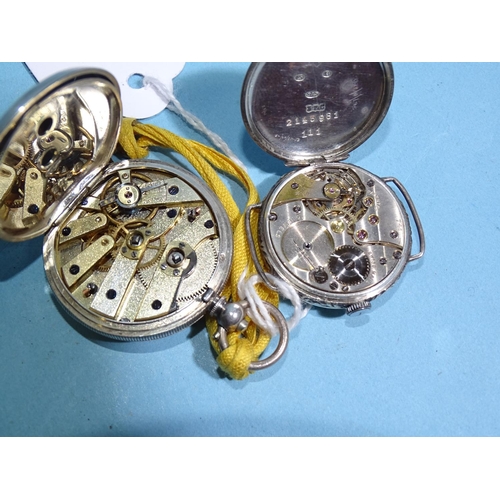 709 - A lady's Continental silver-cased key-wind pocket watch, 34mm diameter, (working) and a lady's silve... 