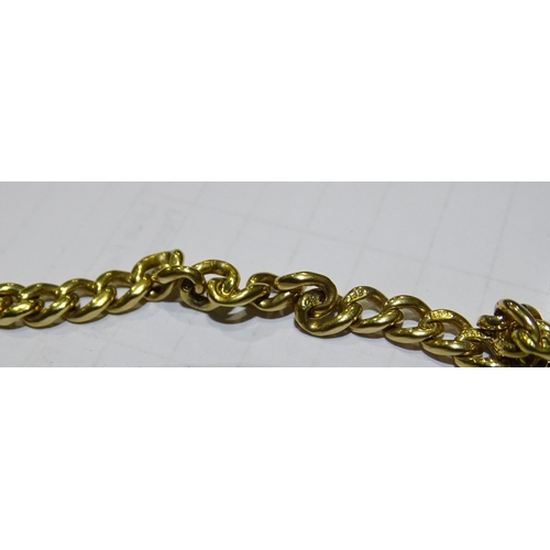 529 - An 18ct yellow gold curb-link Albert watch chain, 44.5cm, 43.2g.