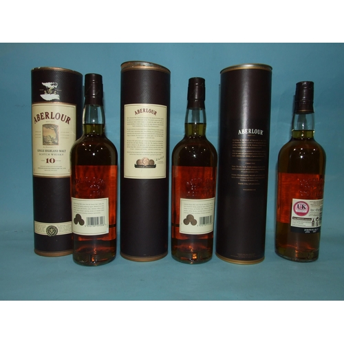 16 - Aberlour Single Hybrid Malt Scotch whisky 10-year-old, 40%, 70cl, (in sleeves), (3).... 