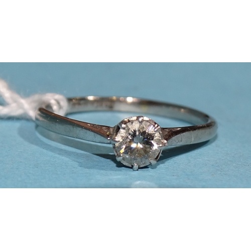 338 - A solitaire diamond ring claw-set a brilliant-cut diamond of approximately 0.38cts, in 18ct white go... 