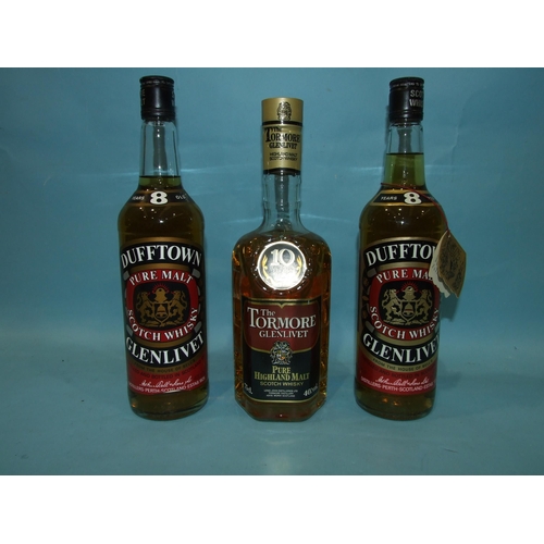 34 - Dufftown Glenlivet Pure Malt Scotch whisky 8-year-old, 40%, 75cl (two bottles) and The Tormore Glenl... 