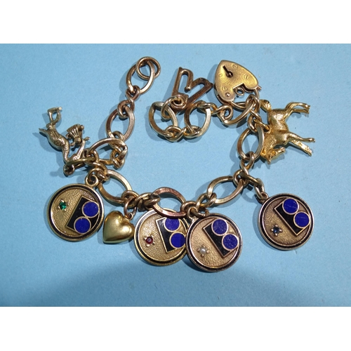 347 - Four enamelled charms marked 