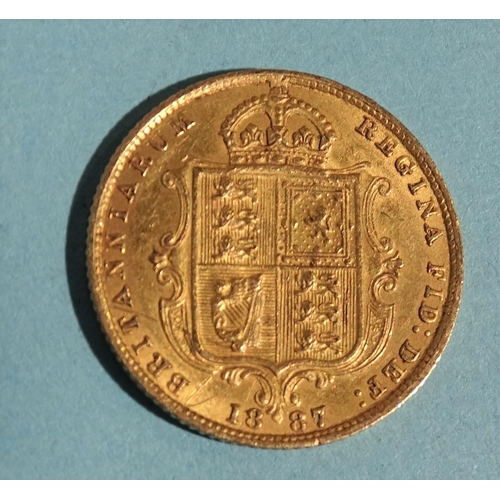 362 - A Victoria 1887 shield-back half-sovereign.