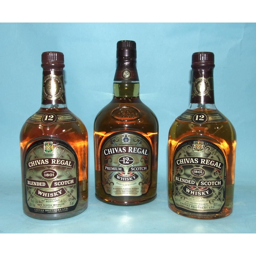 71 - Chivas Regal 12-year-old blended Scotch whisky, 40%, 70cl, 40% 1l and 43% 75cl, (3).... 