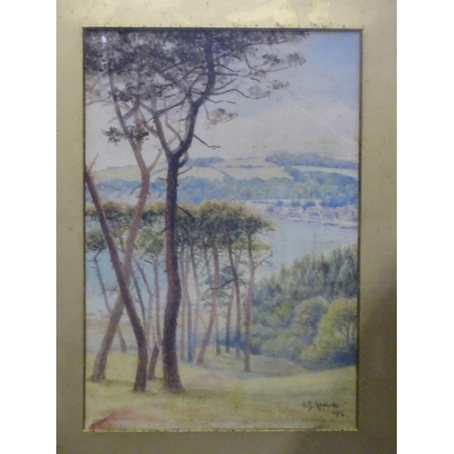 23 - George B Rawling, 'A Peep at Cawsand', signed watercolour, dated 1913, 28 x 13cm and other works by ... 