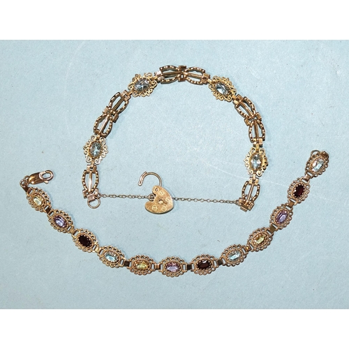 190 - Two similar gem-set bracelets, 13.9g.