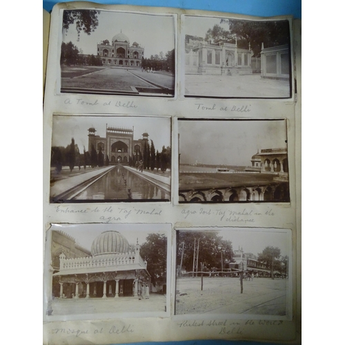 100 - An album of approximately 126 photographs and three watercolours of the British Army in India and Me... 