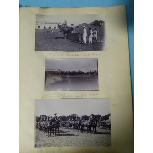 100 - An album of approximately 126 photographs and three watercolours of the British Army in India and Me... 