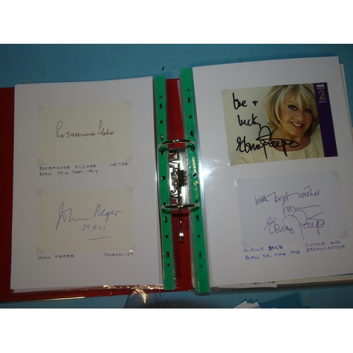 107 - Approximately 145 autographs: authors, stage & screen, sporting, etc, including Victoria Wood, N... 