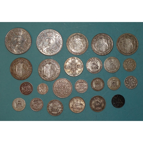 128 - A small collection of British and foreign coinage including pre-1947 silver 123g, a 1904 India one-r... 