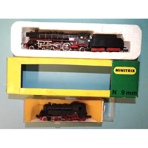 270 - N gauge, Minitrix, 2900 4-6-2 DB locomotive and tender RN1236, (boxed) and 12030 2-6-2 DB tank engin... 