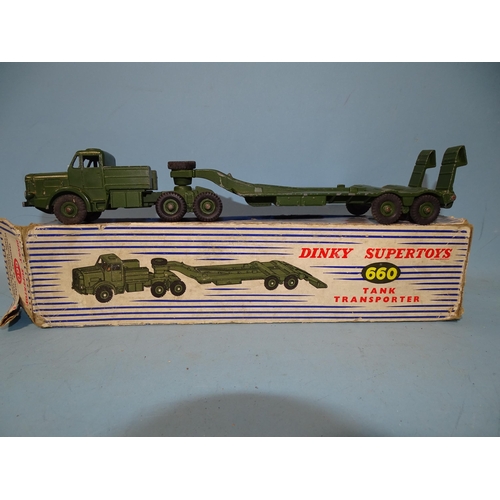 325 - Dinky Supertoys, 660 Tank Transporter and 687 25-Pounder Field Gun Set, (both boxed), with unboxed 6... 