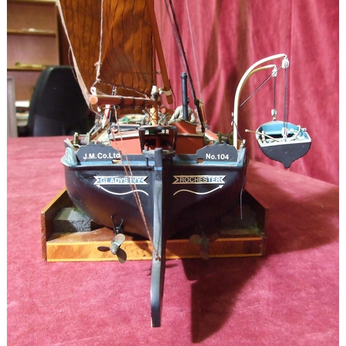 413 - A model of a Thames sprit sail barge c1950 'The Gladys Ivy, Rochester', 90cm long, 74cm high.... 